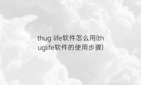 “thuglife软件怎么用(thuglife软件的使用步骤)